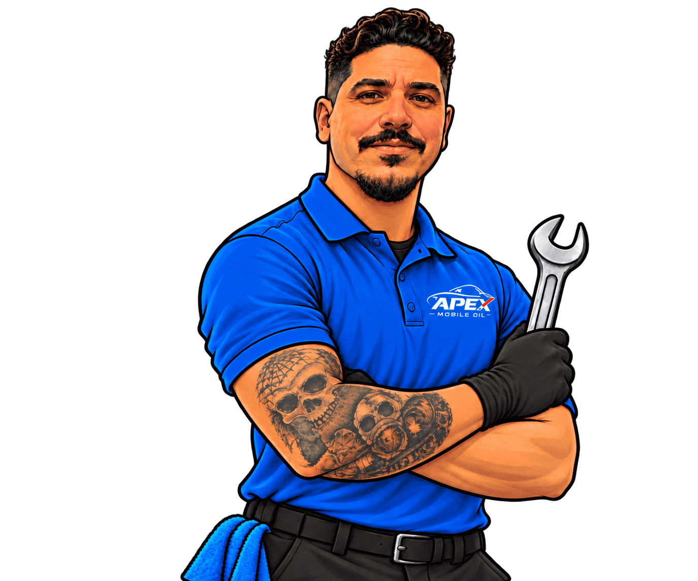 Apex Mobile Oil technician mascot